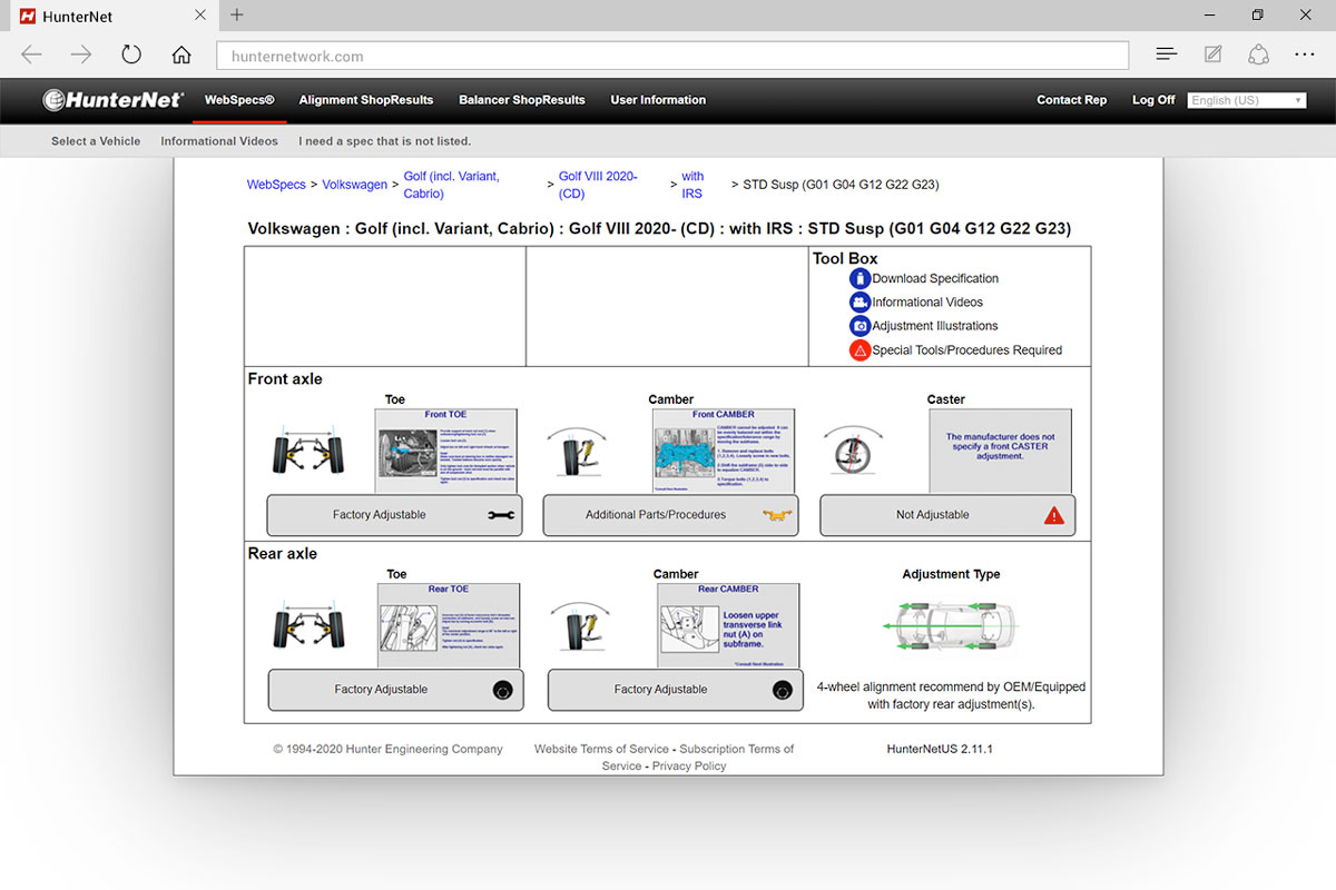 hunternet screen vehicle information
